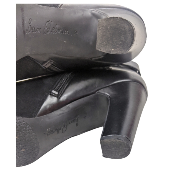 Sam Edelman Shaleigh Leather Ankle Boots 10 Black Booties Block Heel - Picture 13 of 16